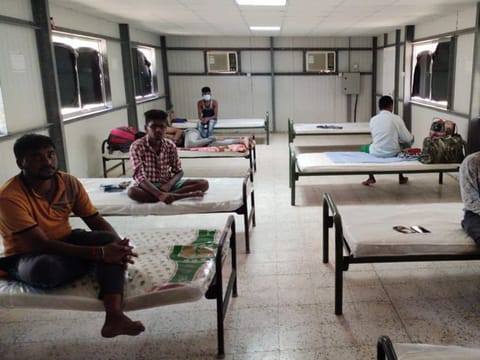 Stranded Workers - at accomodation arranged by Sharjah Police Academy