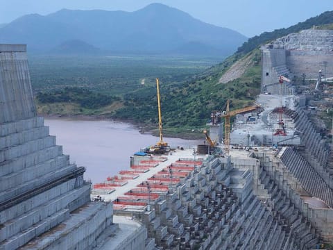 Grand Ethiopia Renaissance Dam is seen as it undergoes construction on the river Nile in Guba Woreda, Benishangul Gumuz Region, Ethiopia, on September 26, 2019.