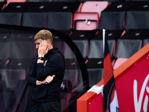 Bournemouth manager Eddie Howe looks on during the loss to Newcastle