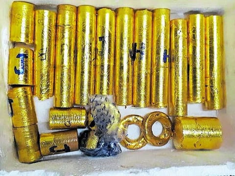 The smuggled gold weighs more than 30kg and is worth Dh7.4 million.