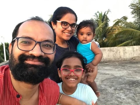 Palna Kulkarni, her husband Abhay Muglikar and children Saachi, aged eight years and nine month old baby Dhruv