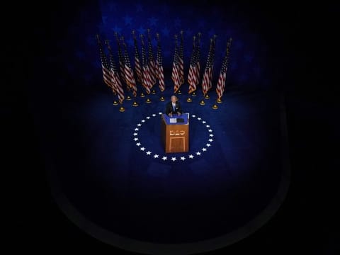 Democratic presidential nominee Joe Biden accepts the Democratic Party nomination for US president during the last day of the Democratic National Convention at the Chase Center in Wilmington, Delaware on August 20, 2020