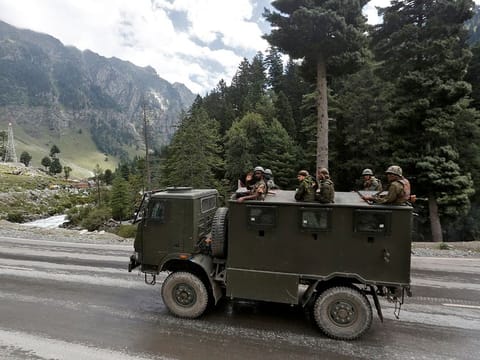File photo: Indian army soldiers are seen atop a vehicle on a highway leading to Ladakh, at Gagangeer in Kashmir's Ganderbal district September 2, 2020.
