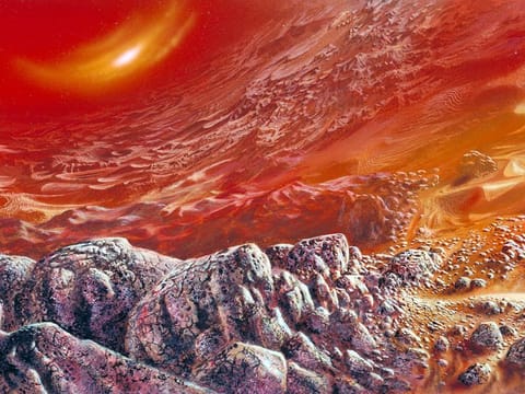 An image provided by NASA shows an artist's conception of the surface of Venus. Hot enough to melt metal and with clouds full of acid, any life that could survive in the atmosphere of Venus would have to be capable of enduring extremes.