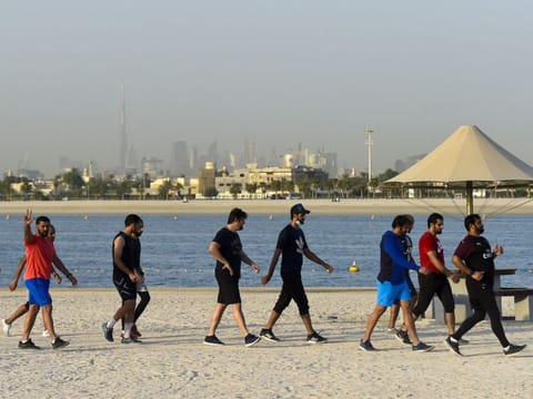 People soak up the sun at Al Mamzar in Dubai.