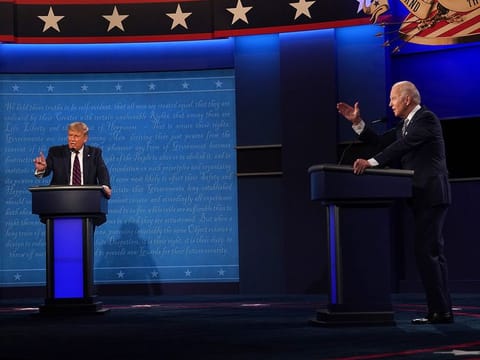 President Donald Trump and Joe Biden, the Democratic nominee, on Tuesday, Sept. 29, 2020 at the first presidential debate in Cleveland.