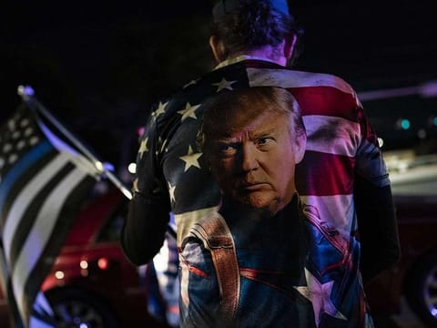 Supporters of US President Donald Trump rally outside Walter Reed National Military Medical Center on October 3, 2020 in Bethesda, Maryland.