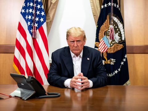 US President Donald Trump participating in a phone call in his conference room in a file picture. Diplomatic activity has shifted into high gear after US President Donald Trump claimed on Monday that Iran was in talks to end the conflict — a claim Tehran has denied.