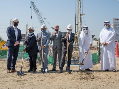 Ahmed Bin Sulayem, Executive Chairman, DMCC and Paul Ashton (1st from left), Executive Director, Property, DMCC, along with the 24Gold management during the groundbreaking ceremony