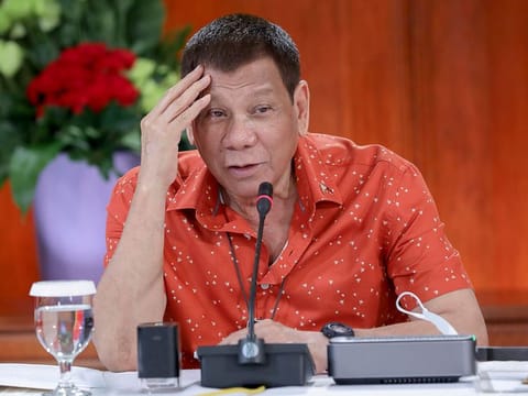 Philippine President Rodrigo Duterte attends a meeting at the Malacanang presidential palace.