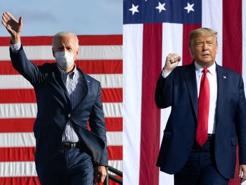 Joe Biden (left) and Donald Trump are seen in this combo image. America seems to be split right down the middle with a zero-sum mentality taking hold. In the medium- to long-term, this mentality might prove to be more difficult to deal with than the first two problems.