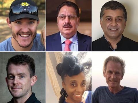 Clockwise from left: Gareth Bacon, Mohammed Shabbir Khan, Anoop Bhargava, Thomas Koenig, Akousa Fox and Anthony Martland.