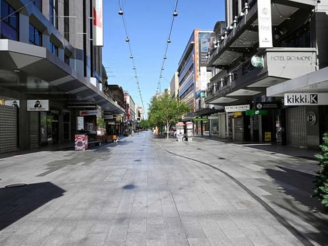 A general view of Rundle Mall is seen on the first day of a lockdown in response to an outbreak of the coronavirus disease (COVID-19), in Adelaide, Australia, November 19, 2020.