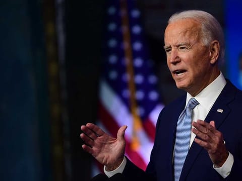 President-elect Joe Biden introduces key foreign policy and national security nominees and appointments at the Queen Theatre on November 24, 2020 in Wilmington, Delaware.