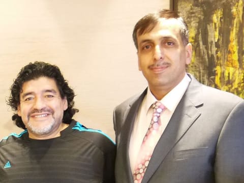 Dr Yassir Jassim Mohammad with Maradona