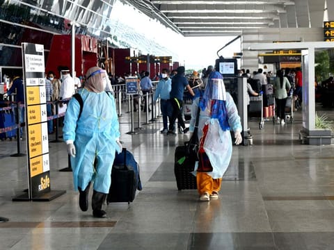 Travellers at an airport in India. Picture for illustrative purposes only.
