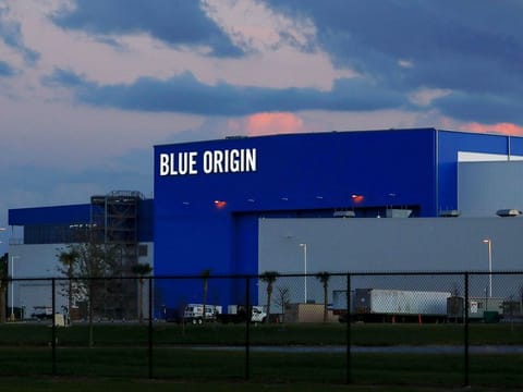 The Blue Origin rocket facility is shown near the Kennedy Space Center in Cape Canaveral, Florida.