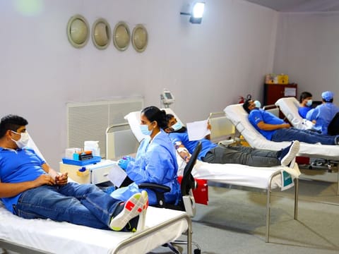 Donors at the voluntary blood donation camp, organised by Dubai Health Authority.