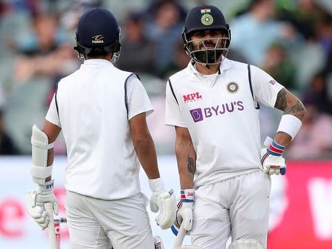Ajinkya Rahane (left) will be making way for Virat Kohli for the home Test series against England.