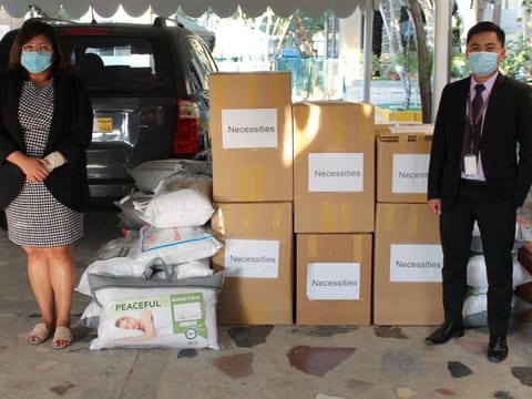 VFS officials with the Christmas gift packages.