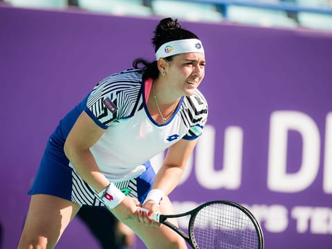 Ons Jabeur in action in Abu Dhabi