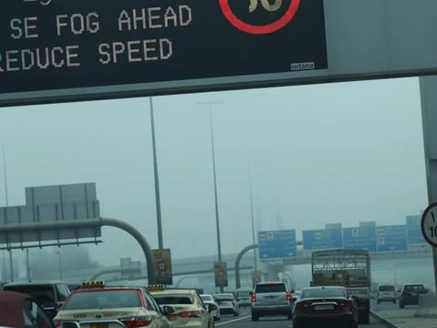Dense fog enveloped Dubai in the early-morning hours on Sunday.