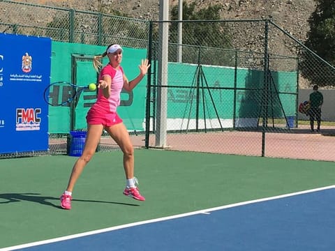 Naomi Broady in action at the Fujairah International Women Tournament