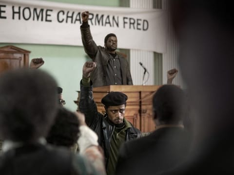 LaKeith Stanfield, foreground, and Daniel Kaluuya in a scene from the upcoming film 'Judas and the Black Messiah'.