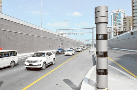 A newly installed radar on the Shaikh Zayed Tunnel in Abu Dhabi. The Abu Dhabi Police have urged motorists to be fully alert and attentive when driving. File photo for illustrative purposes only