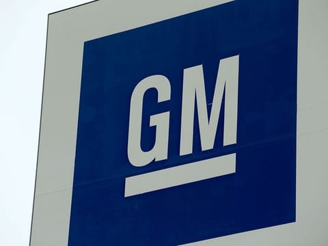 A sign is seen outside of General Motors Detroit- Hamtramck assembly plant in Detroit, Michigan.