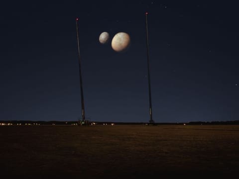 The Martian moons — Deimos and Phobos — were projected in the sky using a new technology that has never been seen before in the UAE.