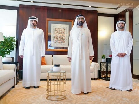 His Highness Sheikh Mohammed bin Rashid Al Maktoum, Sheikh Hamdan bin Mohammed bin Rashid Al Maktoum and Sheikh Maktoum bin Mohammed bin Rashid Al Maktoum attend the virtual ceremony.