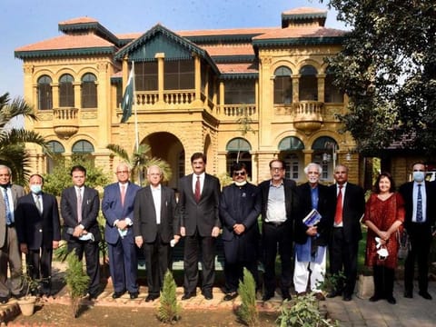 Sindh Chief Minister Syed Murad Ali Shah, Sindh Culture Minister Syed Sardar Ali Shah, other dignitaries at Quaid-e-Azam House Museum in Karachi after the agreement was signed to turn it into nation-building institute.