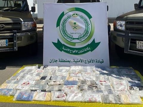 The hashish found in two trucks in Jizan, Saudi Arabia.