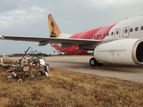 Air India Express flight hits electric pole at Vijayawada International Airport in Gannavaram