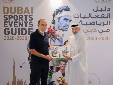 Avram Grant with Dubai Sports Council's Saeed Hareb
