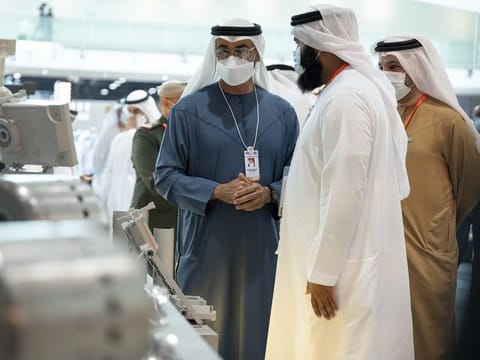 His Highness Sheikh Mohammed bin Zayed Al Nahyan, Crown Prince of Abu Dhabi and Deputy Supreme Commander of the UAE Armed Forces at IDEX