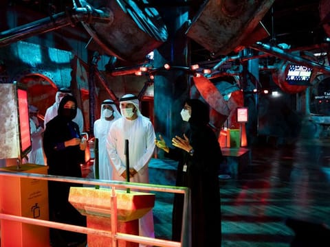 Sheikh Hamdan bin Mohammed at the Expo 2020 Dubai on Sunday.
