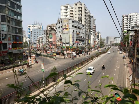 Fewer vehicles are seen on the streets of Dhaka after the government imposed restrictions on public movement.