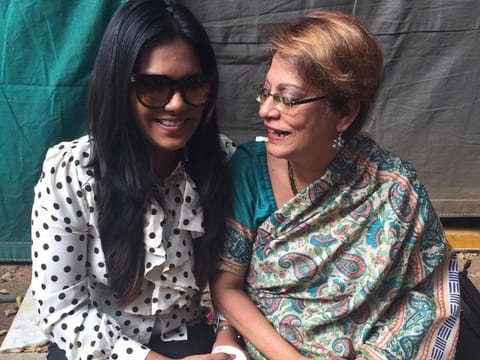 Purti Simon (right) with her mother, who recently recovered from COVID-19.