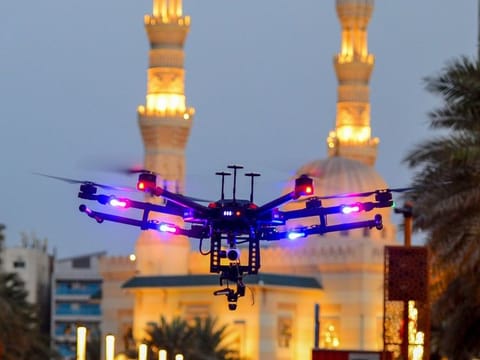 The drones, fitted with infrared video cameras, are also being used to spot reckless drivers, in an attempt to boost road safety in Sharjah.