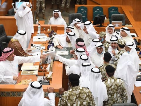 Several MPs sat in the seats of ministers’ before Tuesday’s session was supposed to take place. As a result, the government did not show up to the session and the speaker of parliament, Marzouq Al Ghanim, adjourned the session until after the Eid Al Fitr holiday.