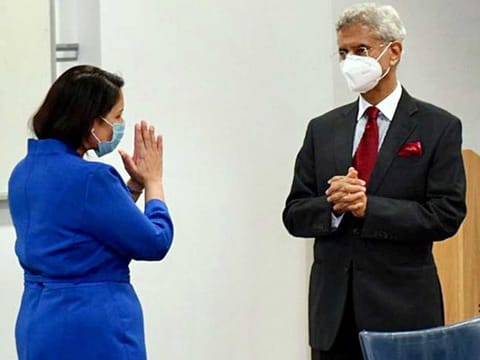 Indian External Affairs Minister Dr S. Jaishankar meets Home Secretary of the United Kingdom Priti Patel, on Tuesday, May 4, 2021.