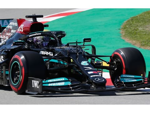 Lewis Hamilton claimed his 100th pole position in Spain