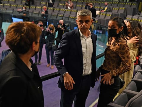 Sadiq Khan with hs family after being declared the winner of the London Mayoral election at City Hall in London on May 8, 2021, winning his second term as London mayor. Khan has said his priority for a second term will be "jobs, jobs, jobs" as he bids to keep London on its perch as a top world city while tackling the crisis and the fallout from Brexit, which could threaten the capital's vital financial sector.