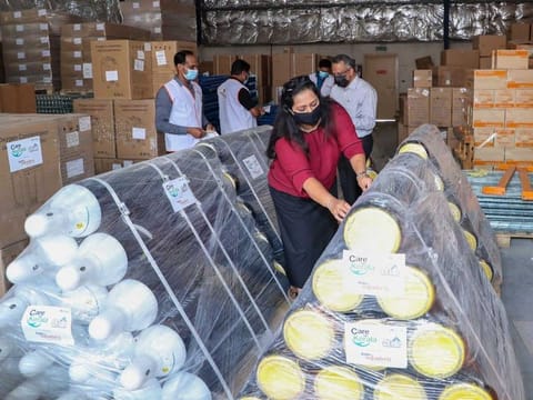 The collection and shipment of the sponsored COVID-19 relief materials from UAE were channelised through Aster Volunteers and International Humanitarian City (IHC) Dubai.