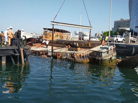The maritime rescue patrols at Dubai Ports Police Station, in cooperation with Dubai Civil Defence and Dubai Municipality, succeeded in rescuing a floating restaurant on a boat.