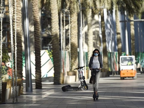 E-Scooters station at Mohammed bin Rashid Boulevard in Down Town, Dubai.