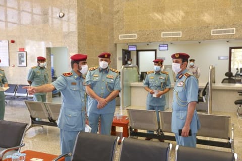 Senior Ajman Police officials at the inauguration of the new building of Masfout Comprehensive Police Station.