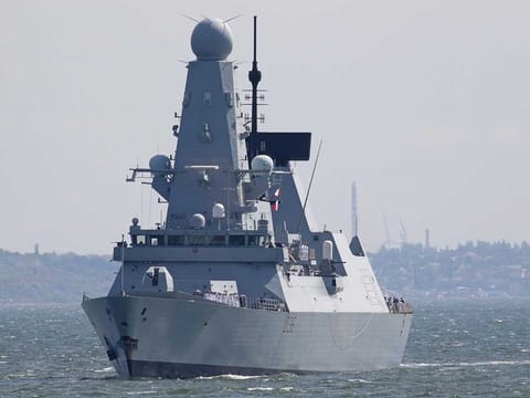 British Royal Navy's Type 45 destroyer HMS Defender arrives at the Black Sea port of Odessa, Ukraine June 18, 2021.